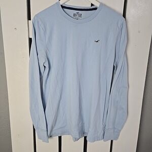 Hollister Men's Crewneck Long Sleeves Cotton T-Shirt Medium‎ Baby Blue